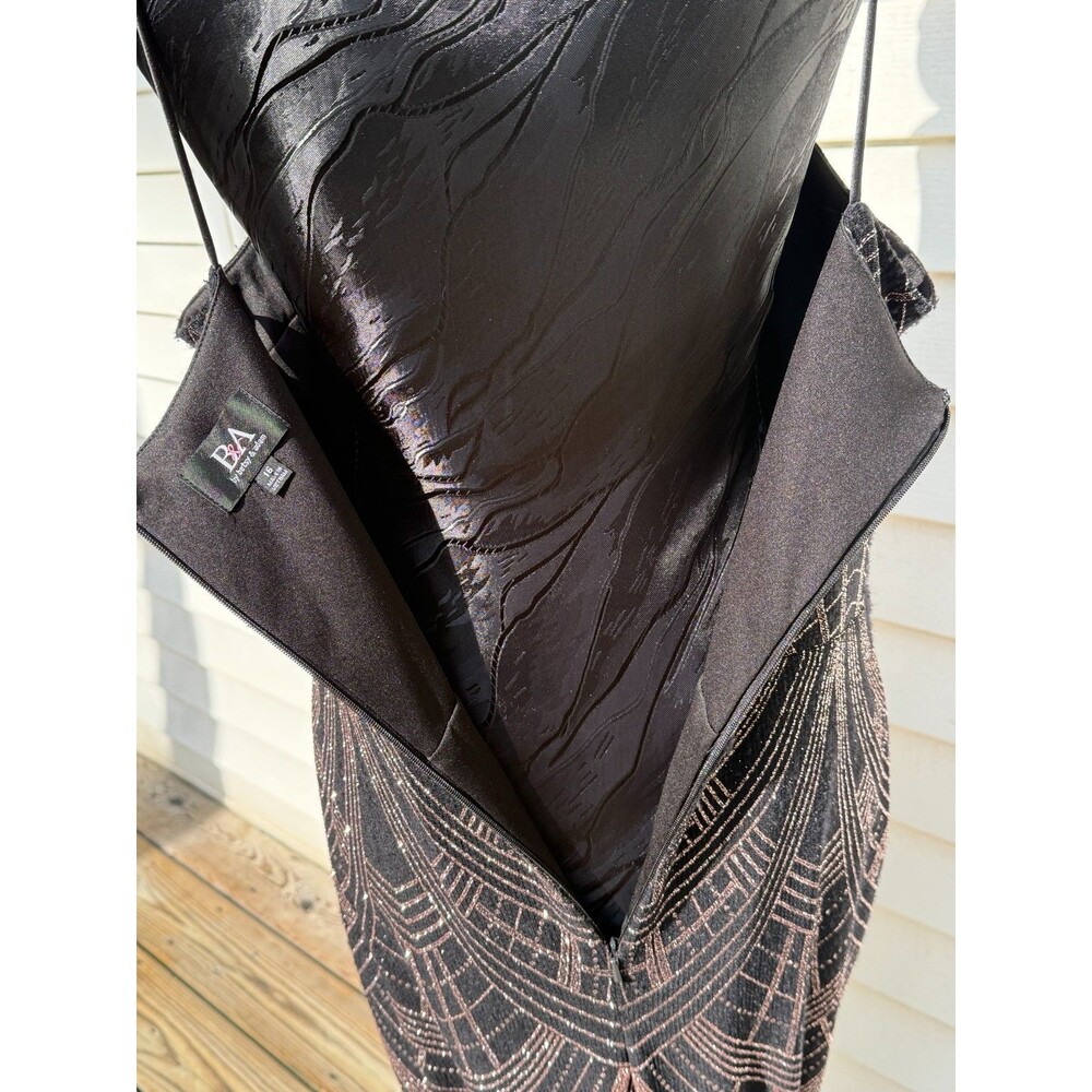B&A Betsy & Adam Beaded Art Deco Evening Gown Black Formal Maxi Dress Sz 16 Glit - Picture 8 of 11